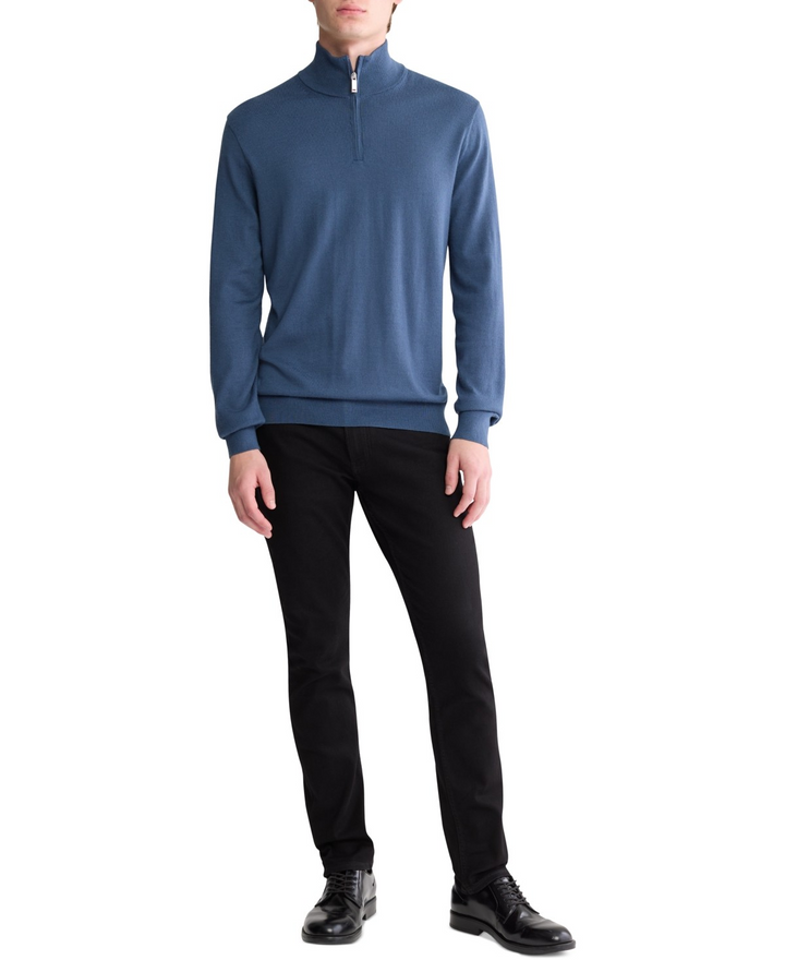 Translation missing: en.Calvin Klein Men's Poly Merino Wool Quarter-Zip Sweater Insignia Blue-Large