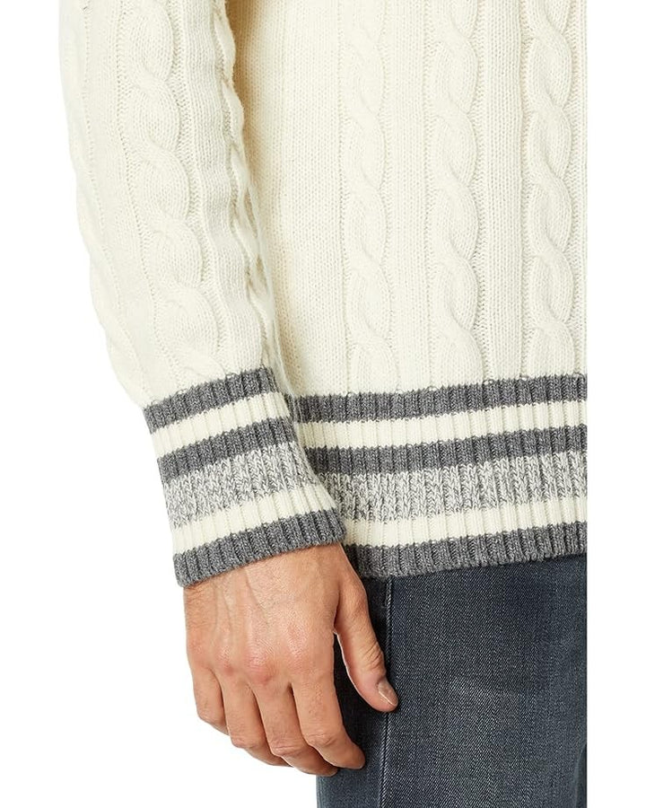 Translation missing: en.Benson Men's Aspen Relaxed-Fit Cable-Knit Sweater in Cream-Medium