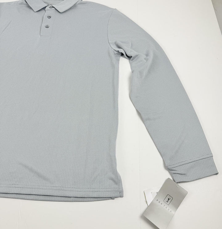 Translation missing: en.PGA TOUR Golf Polo Shirt Quarry Gray Size Small Long Sleeve Jacquard