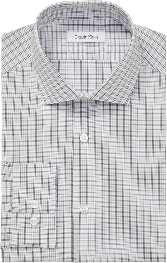 Translation missing: en.Calvin Klein Dress Shirt Mens XL17 34/35 Gray Multi Steel Regular Fit Stretch