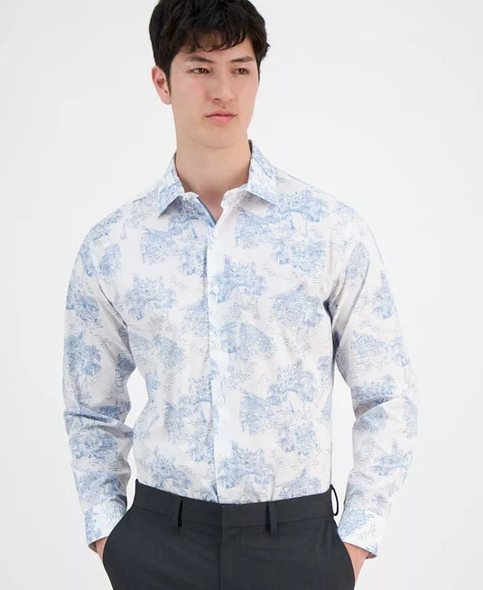 Translation missing: en.Bar III Dress Shirt Men's S 14-14.5 32/33 Multi Slim-Fit Amalfi Scenic Stretch