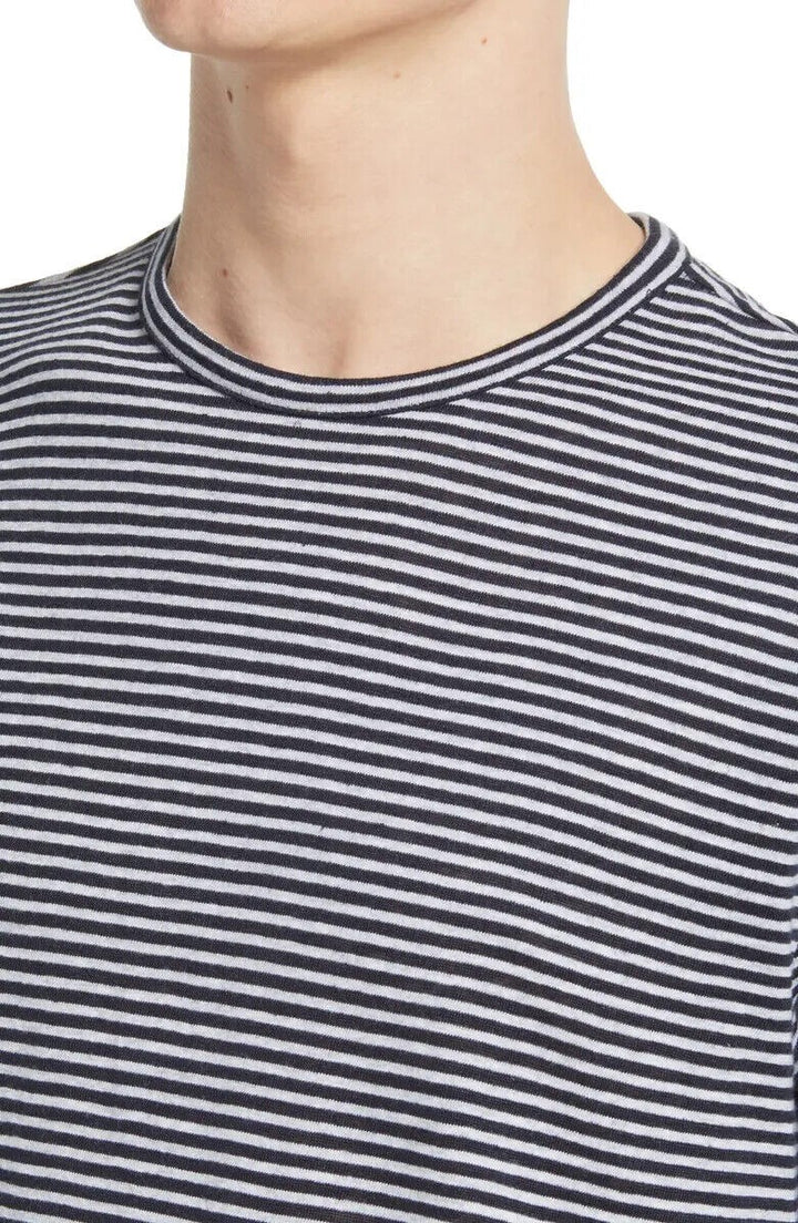 Translation missing: en.Vince Men's Linen &amp; Cotton Stripe T-Shirt in Blue, Size Small