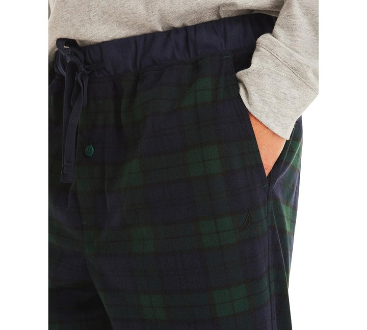 Translation missing: en.Nautica Men's Classic-Fit Plaid Fleece Pajama Pants - Emraldyard Green-Small