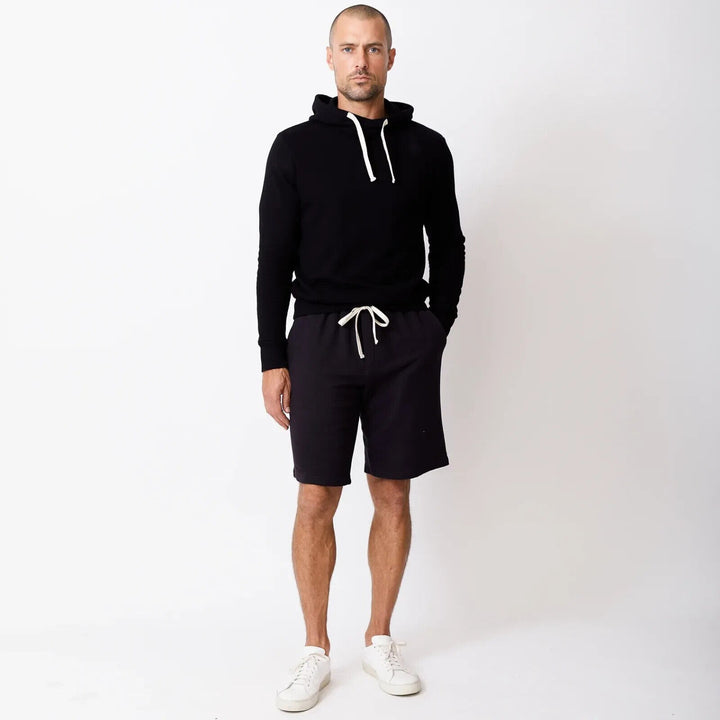 Translation missing: en.Monrow Men's Cotton Blend Waffle Knit Thermal Hoodie in Black-Size Small