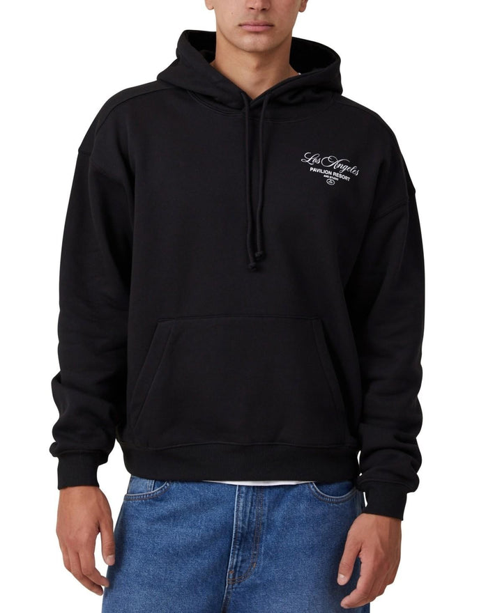 Translation missing: en.Cotton On Men Relax Box Fit Graphic Hoodie Black Size Large Pavillion Resort