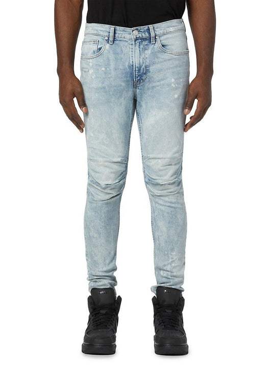 Translation missing: en.Hudson Men's Zack Skinny Fit Moto Biker Jeans In Mineral Blue-30/32