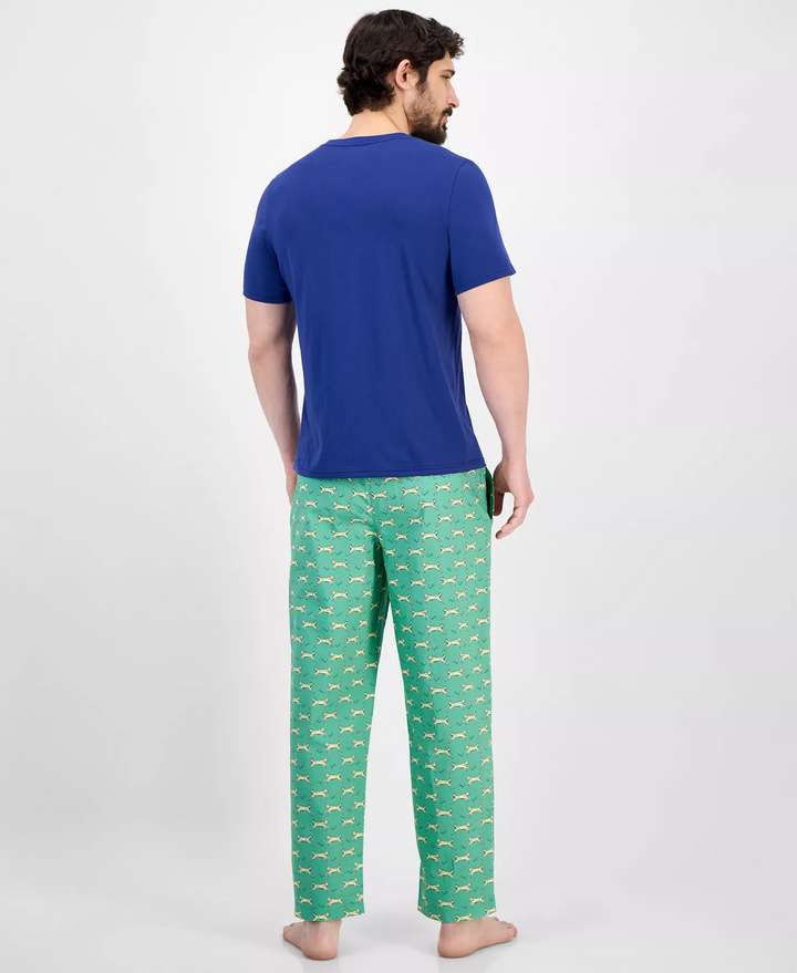 Translation missing: en.Club Room Men's Dog Park 2Pc Pajama Set T-Shirt Pants Green Blue-Large
