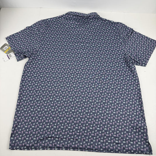 Translation missing: en.PGA Tour Men's Refreshments Short Sleeve Printed Polo Shirt Blue Indigo-2XL