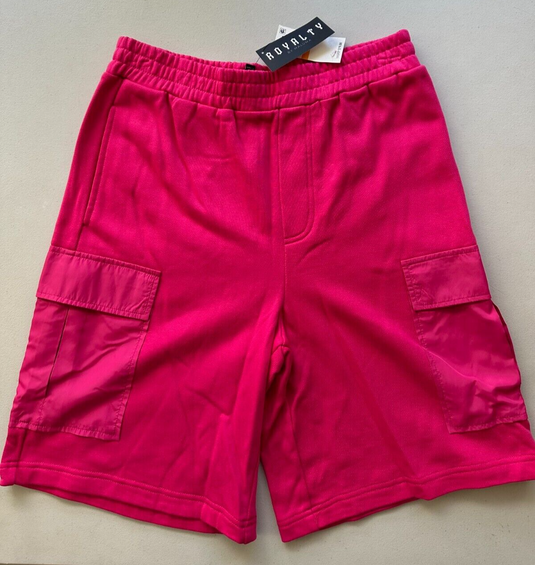Translation missing: en.Royalty by Maluma Men's Relaxed-Fit Mixed-Media 9-1/2 Utility Shorts Fuchsia-Sm