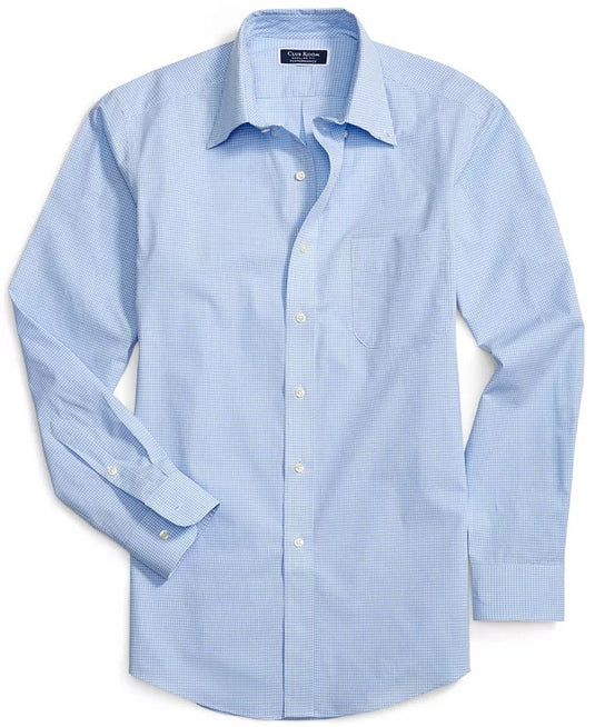 Translation missing: en.Club Room Mens Regular Fit Mini Gingham Dress Shirt in Lt Blue-16.5 36/37
