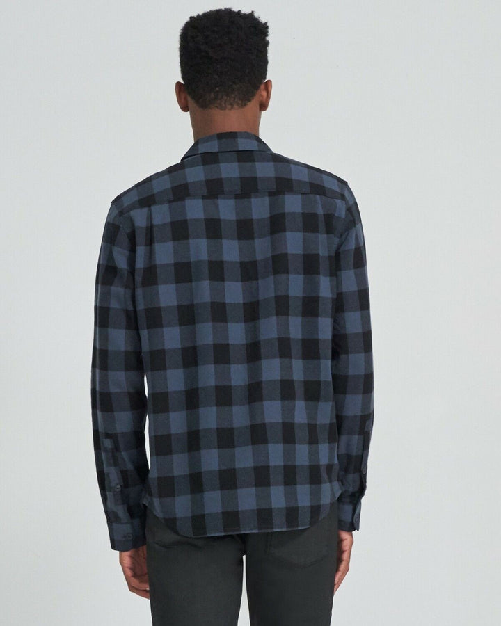 Translation missing: en.J Brand Mens Button-Down Check Print Casual Shirt in Blue Night/Black-Large