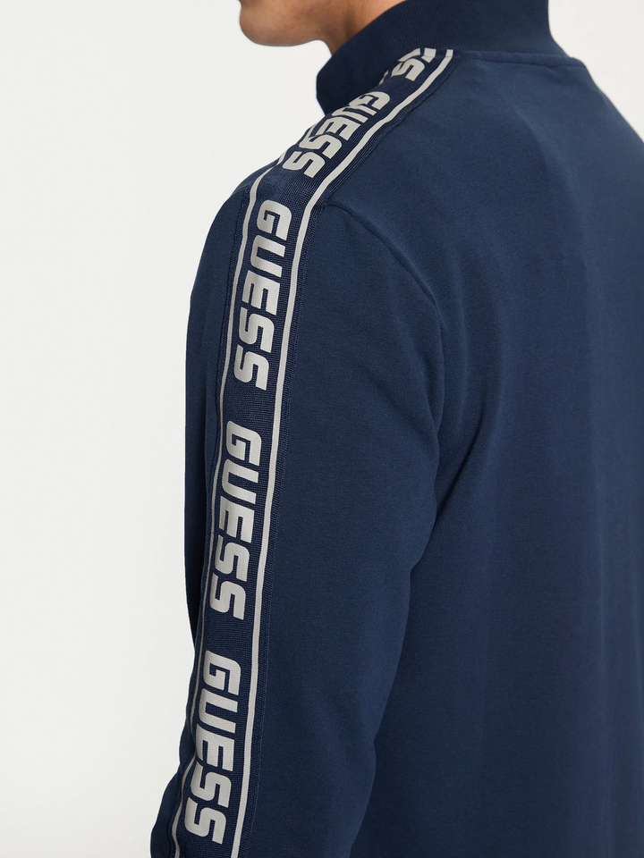 Translation missing: en.Guess Men's Arlo Zip-Front Track Jacket Size Small Silk Blue Logo Reg Fit