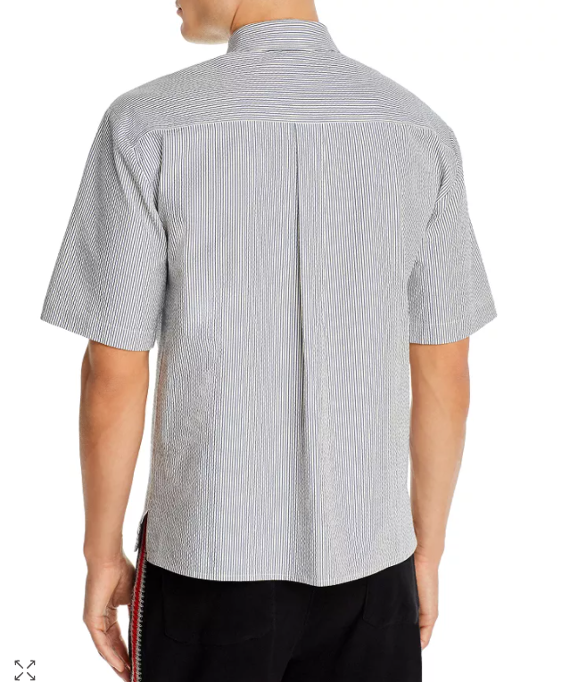 Translation missing: en.ATM Anthony Thomas Melillo Striped Regular Fit Short Sleeve Button-Down Shirt-M
