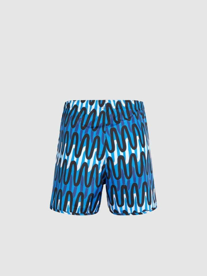 Translation missing: en.Neil Barrett Slim Fit Scribble Print Swim Trunks in Blue, Black, White-Size 2XL