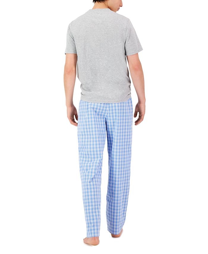 Translation missing: en.Club Room Men's 'Papa' Top &amp; Plaid Pants 2-Pc. Pajama Set Blue White Combo-XL