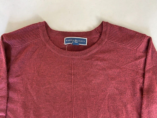 Translation missing: en.Karen Scott Plush Seamed Sweater, Merlot- Sz S