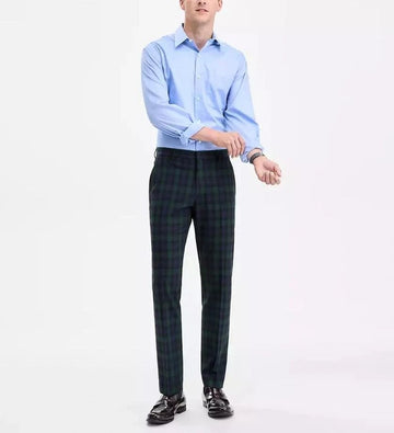 Translation missing: en.Tommy Hilfiger Men's Tate Modern-Fit Stretch Dress Fall Pants Blue Plaid-40x30