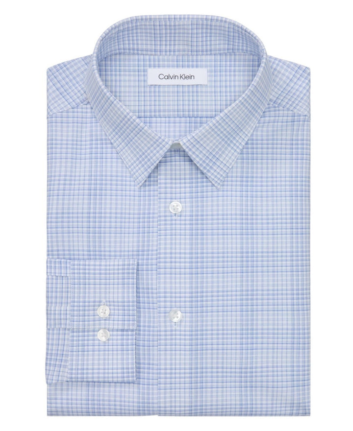 Translation missing: en.Calvin Klein Steel+ Dress Shirt Men's 2XL 18 34/35 Navy Blue Multi Regular Fit