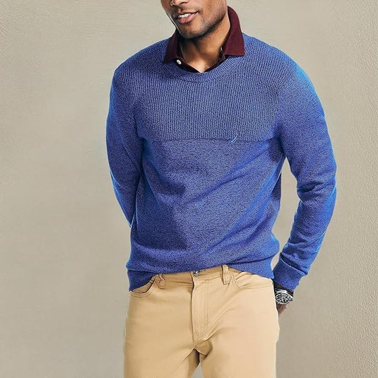 Translation missing: en.Nautica Men's Sustainably Crafted Textured Crewneck Sweater, Cobalt Blue-Large