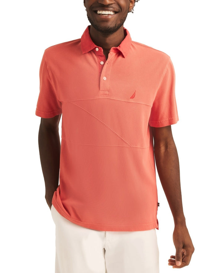 Translation missing: en.Nautica Men's Textured Pieced Pique Short Sleeve Polo Shirt - Pepper Red-Small