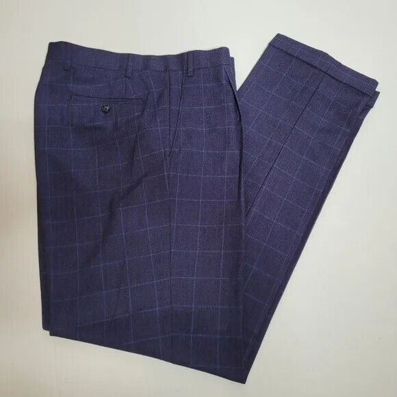 Translation missing: en.Sean John Men's Classic-Fit Check Suit Pants in Blue-Size 36x32