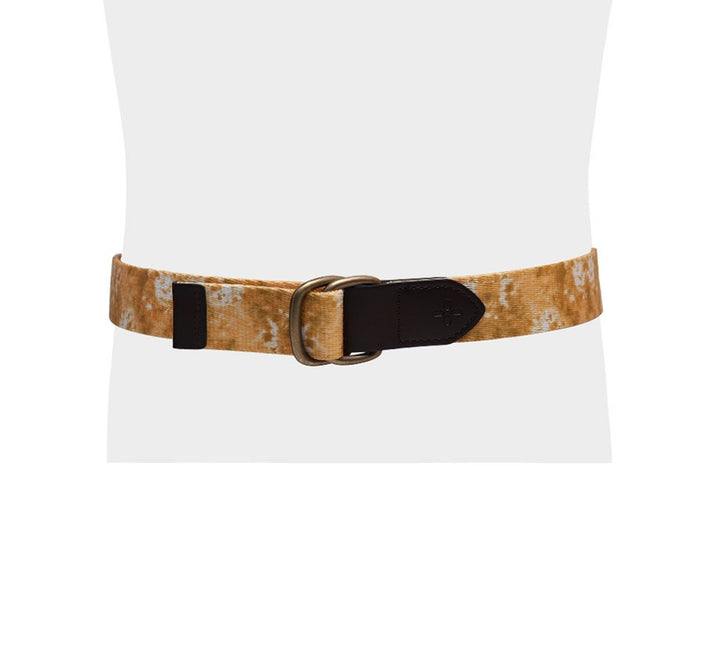 Translation missing: en.Sun + Stone Men's Geo D-Ring Web Belt with Faux-Leather Trim Yellow Small 30-32