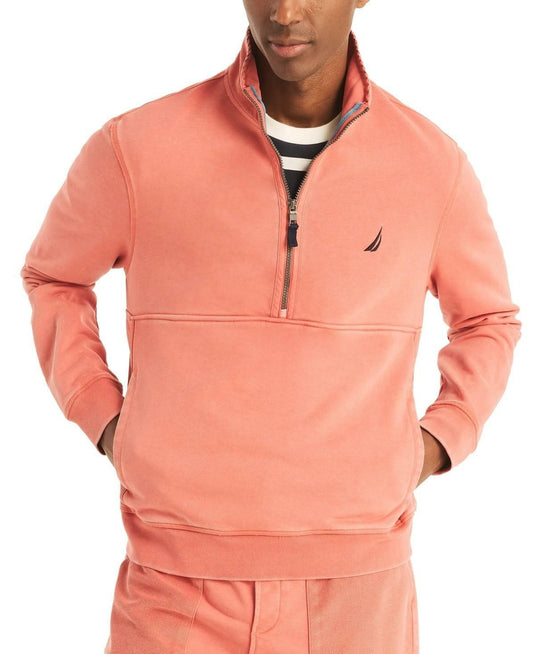 Translation missing: en.Nautica Mens Long Sleeve Half-Zip Sweatshirt Size Medium Mineral Red Classic Fit