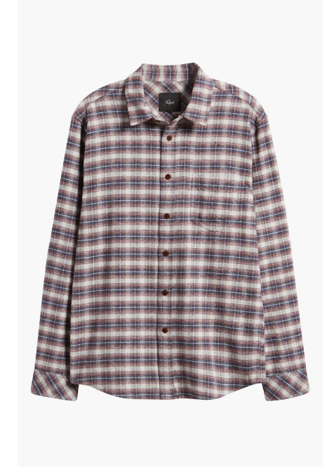 Translation missing: en.Rails Mens Forrest Plaid Cotton Flannel Shirt in Dusk Berry Grey Melange-Large