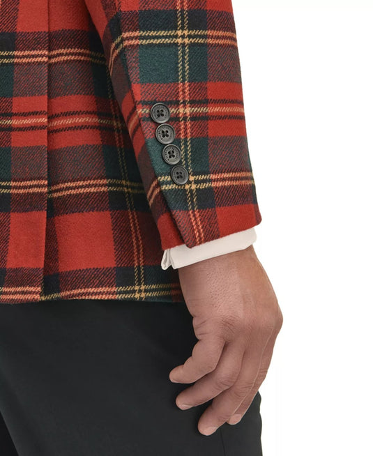 Translation missing: en.B by Brooks Brothers Men's Classic-Fit Wool-Blend Plaid Sport Coat Red Multi-44R