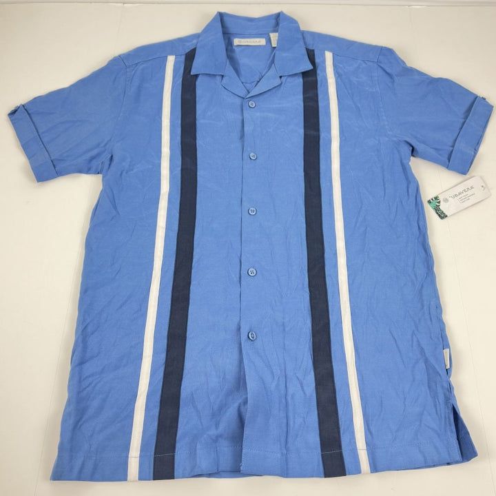 Translation missing: en.Cubavera Men's Classic Fit Tri-Color Camp Shirt - Federal Blue-Small