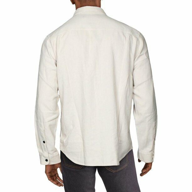 Translation missing: en.J Brand Tertium Woven Slim Fit Button Down Shirt in Natural-Size Large