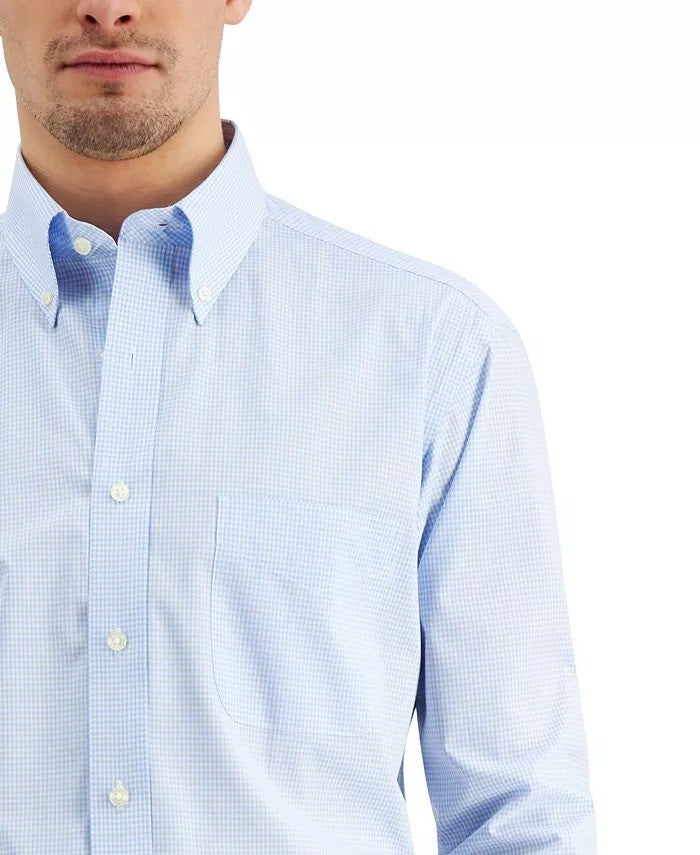 Translation missing: en.Club Room Mens Regular Fit Mini Gingham Dress Shirt in Lt Blue-16.5 36/37