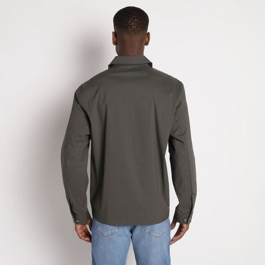 Translation missing: en.Calvin Klein Button-Up Shirt Jacket Men's Small Beluga Grey Cotton-Nylon Stretch