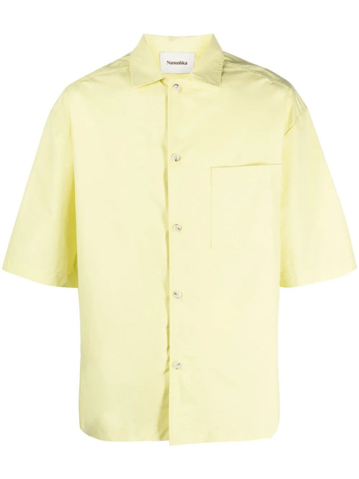 Translation missing: en.Nanushka Mens Caspian Heavy Poplin Cotton Lumen Yellow Button Shirt-Medium