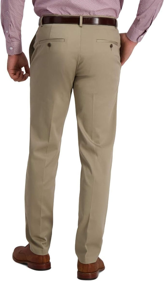 Translation missing: en.Haggar Mens Iron Free Premium Khaki Straight-Fit Flat-Front Pant Med Khaki-40x30