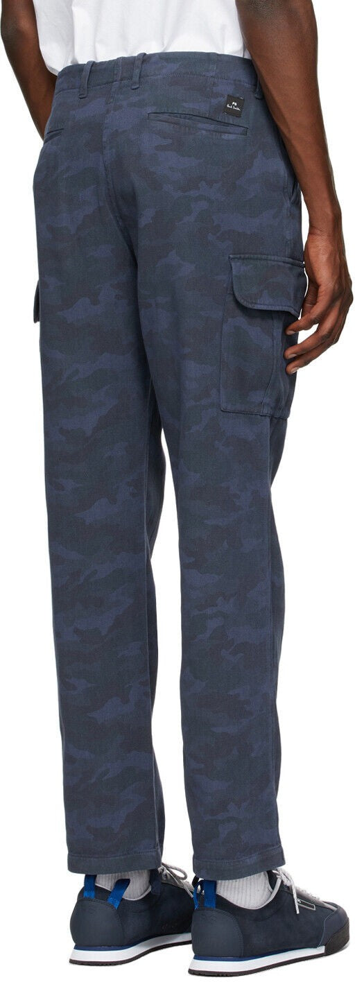 Translation missing: en.Ps Paul Smith Camo Print Military Cargo Pants in Blue Multi-Size 30x32