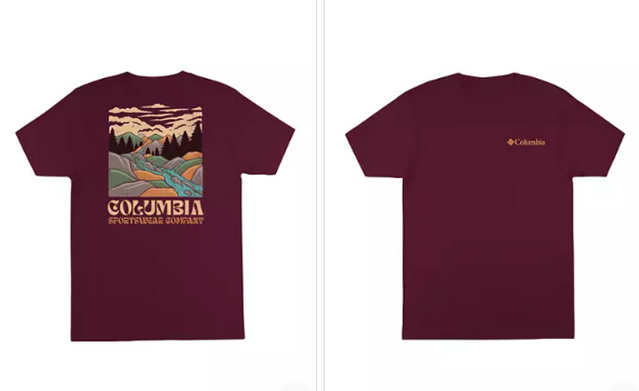 Translation missing: en.Columbia Men's Vibe Graphic T-Shirt All Cotton Rich Wine-Size Large