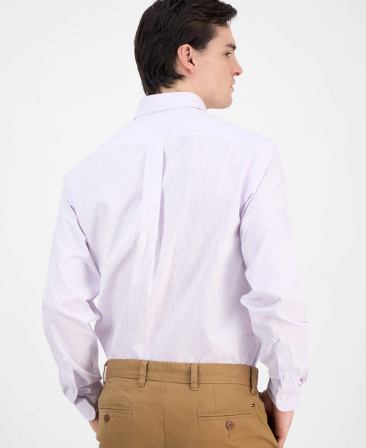 Translation missing: en.Club Room Men's Regular Fit University Stripe Dress Shirt Purple Rose-15.5 32/33