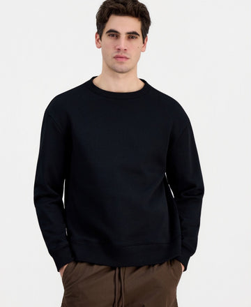 Translation missing: en.Mode of One Men's Relaxed-Fit Fleece Sweatshirt - Deep Black - Large