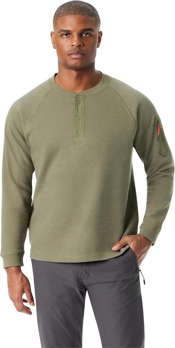 Translation missing: en.Bass Outdoor Henley T-Shirt Men's Large Green Relaxed Fit Performance Thermal
