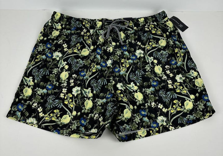 Translation missing: en.INC Mens Evan Garden Quick-Dry Floral-Print 5" Swim Trunks Black Multi-2XL