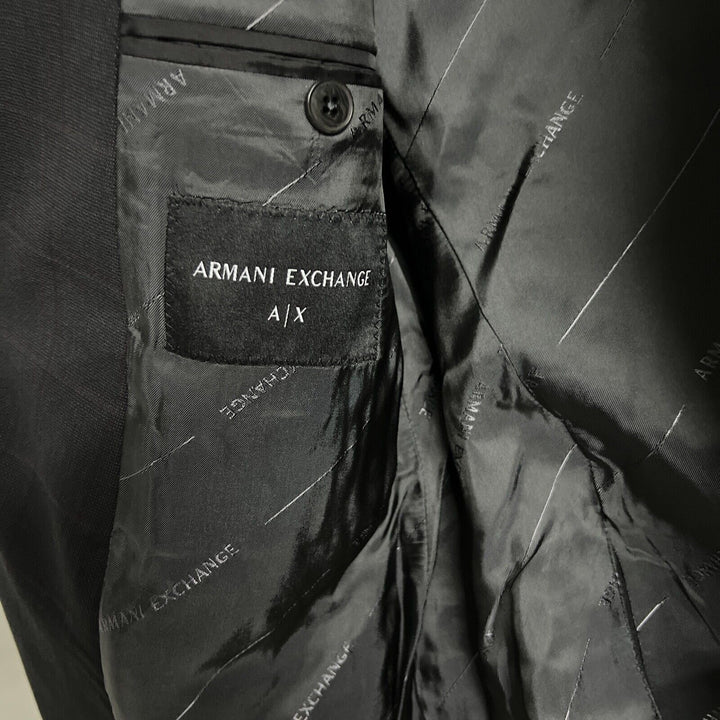 Translation missing: en.AX Armani Exchange Mens Wool Blazer Grey With Merlot Windowpane 44L