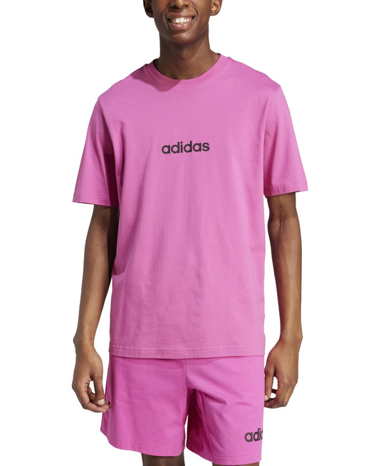 Translation missing: en.adidas Men's Essentials Regular-Fit Linear Logo Graphic T-Shirt Lucid Fuchsia-XL
