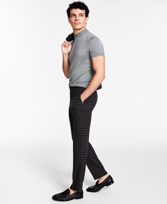 Translation missing: en.Bar III Men's Skinny-Fit Stretch Check Dress Pants in Brown Check-32x32