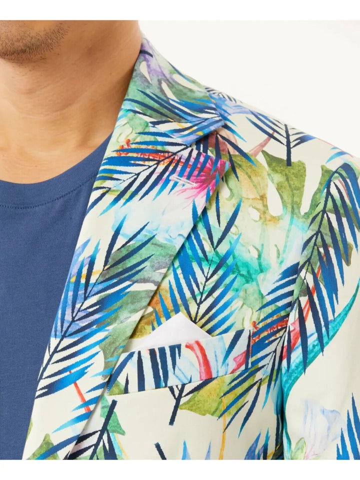Translation missing: en.Tallia Men's Cotton Blend Tropical Slim Fit Blazer in Blue Cream-XL 44-46