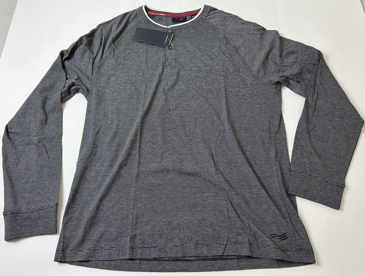 Translation missing: en.Perry Ellis Men's Micro Stripe Long Sleeve Henley Tee Shirt in Charcoal Hthr-Sm