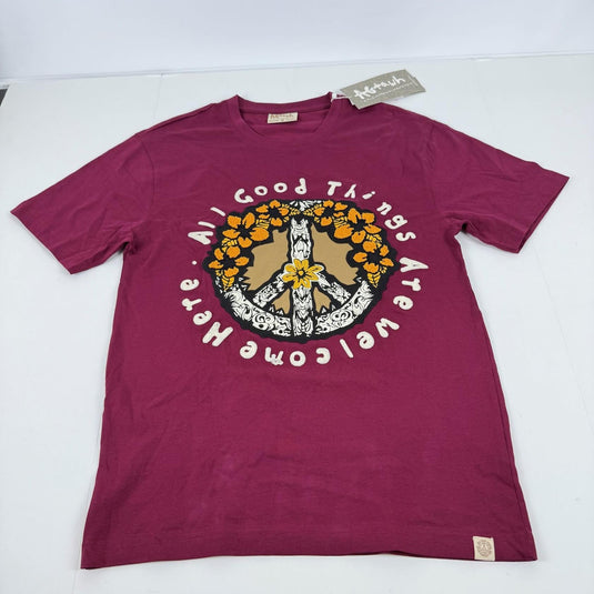 Translation missing: en.AGTAWH All Good Things T-Shirt Men's Small Cabernet Peace &amp; Good Things Embroid