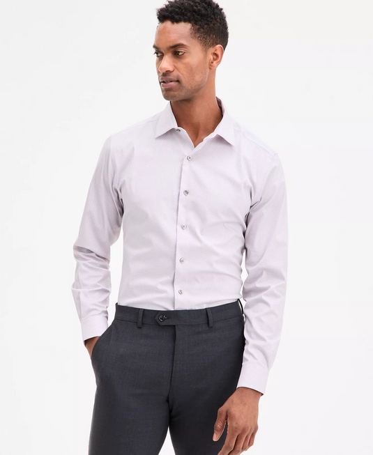 Translation missing: en.Alfani Men's Slim-Fit Temperature Regulating Geo Print Dress Shirt Lilac-15-15.5