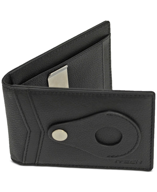 Translation missing: en.ITech Men's Pebble Leather Bi-Fold Wallet &amp; Money Clip - Black 4.5"x3"x0.37"