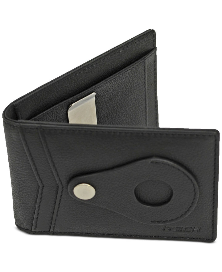 Translation missing: en.ITech Men's Pebble Leather Bi-Fold Wallet &amp; Money Clip - Black 4.5"x3"x0.37"